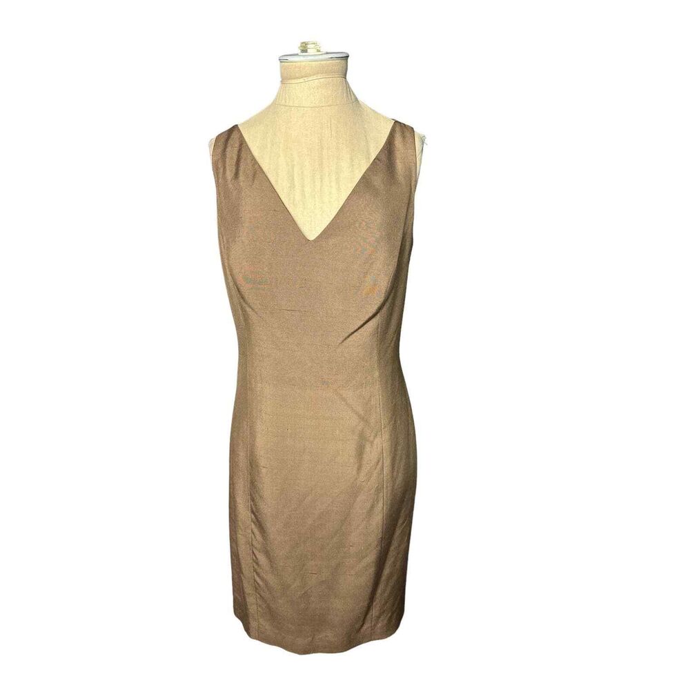Gillian Light Brown Silk Cocktail Party Wedding Dress Sleeveless Size 6